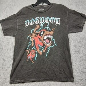 Marvel Dogpool Shirt Mens Medium Black Graphic Tee Deadpool Parody Comic Book